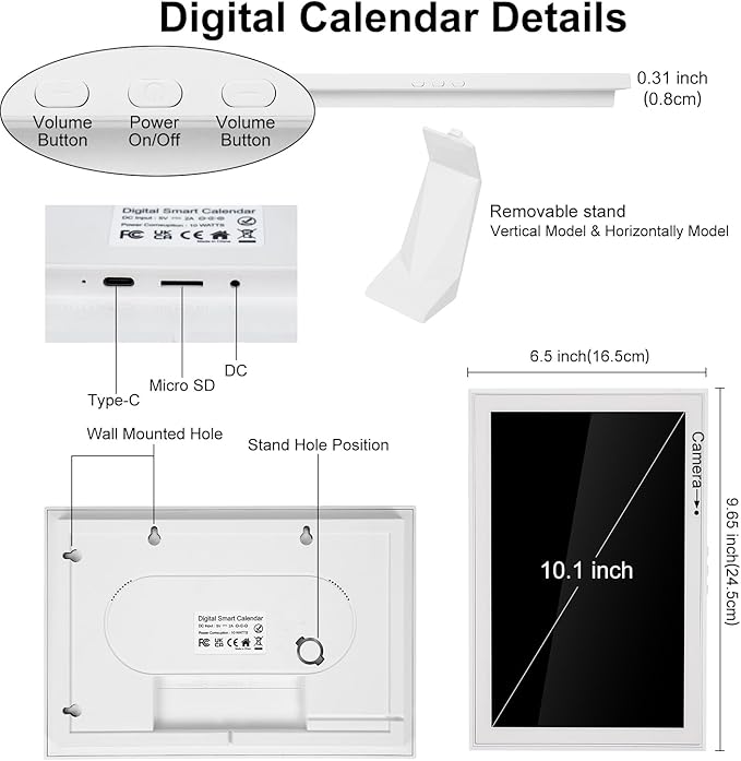 Digital Calendar 10.1'' WiFi Smart Family Calendar,Sync with Google, Apple & Outlook,Touchscreen Interactive Chore Chart & Cloud Photo Frame,Wall Mounted Family Command Center, Ideal Gift for Mom Dad (No Subscription Fees)