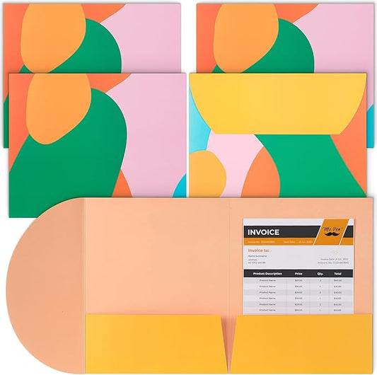 Mr. Pen Cute Multicolor Paper Folders with Pockets, 5 Pack, 2 Pocket, A4 Size, Contemporary Style