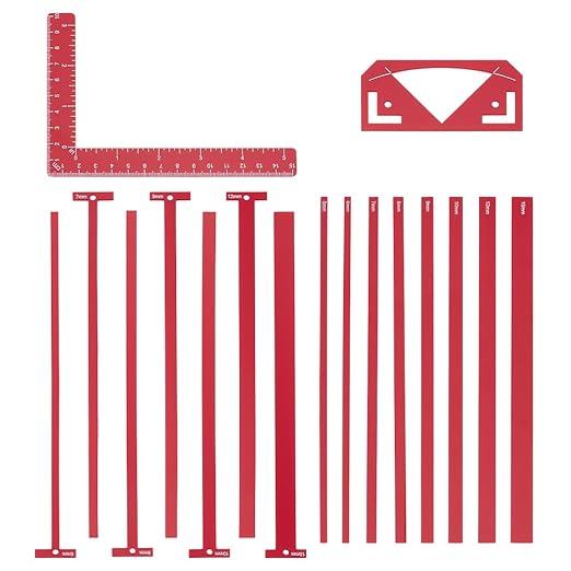 UNICRAFTALE 1 Set 17Pcs Flexible Acrylic Book Binding Ruler Set Book Binding Package Red Bookbinding Easy Scrapbooking Tool T-Shaped Rulers for Bookbinding Scrapbooking Handmade Tools Supplies