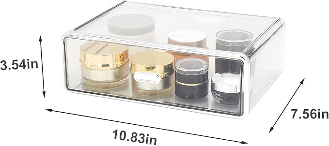 Clear Drawer Organizer - Stackable Drawer Storage Makeup Organizer for Store Cosmetics and Skincares, Suitable for Vanity, Bathroom and Bedroom Locker Organiser-Drawer