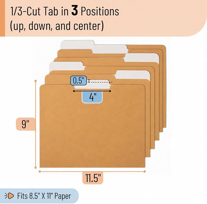 Mr. Pen- Poly File Folders with Tabs, 1/3 Cut Tab, 36 Pack, Letter Size, Golden Sand, Plastic File Folders Letter Size (8.5 x 11 inches) for Office, School, Business, Documents Files Paper