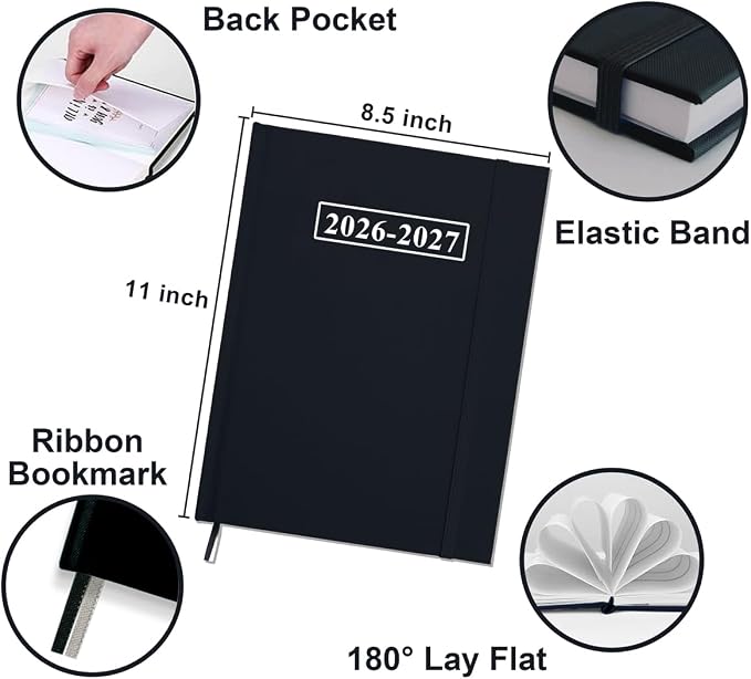Planner 2026-2027 - 8.5'' × 11'' Weekly & Monthly Planner from July 2026 to June 2027, Large Planners 2026-2027 with Pefect Organizer, Fabric Cover, Inner Pocket, Black