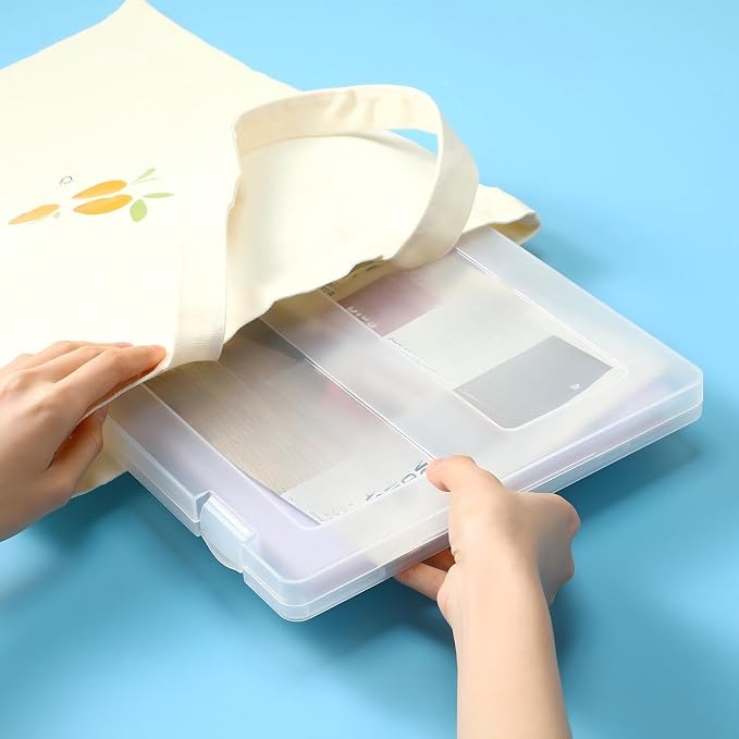 Outus 10 Pieces A4 File Box Paper Photo Storage Box A4 Portable Project Case Clear Plastic Document Magazine Organizer Box for Office School Supplies Accessories 12.52 x 9.5 x 0.95 Inch