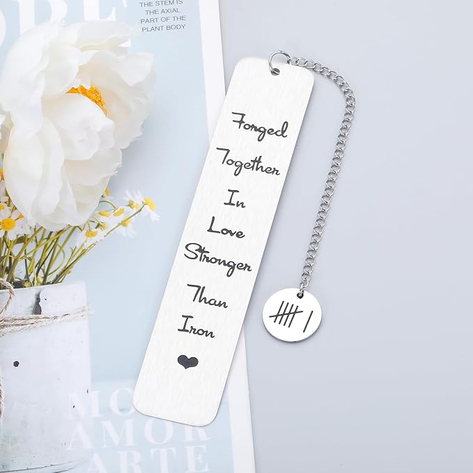 6th Anniversary Bookmark Gifts for Her & Him - Iron & Steel Gifts for Couples & Wedding