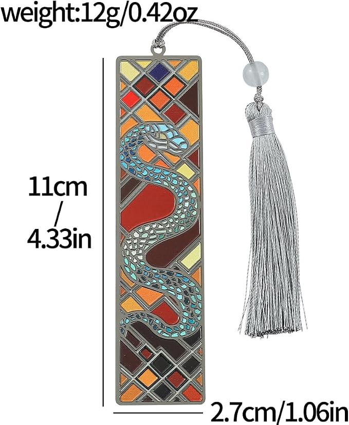 feimeng jewelry Gothic Horror Snake Bookmark with Tassel Gifts for Book Lovers - Unique Brass Book Mark Reading Supplies, Book Accessories for Women Men