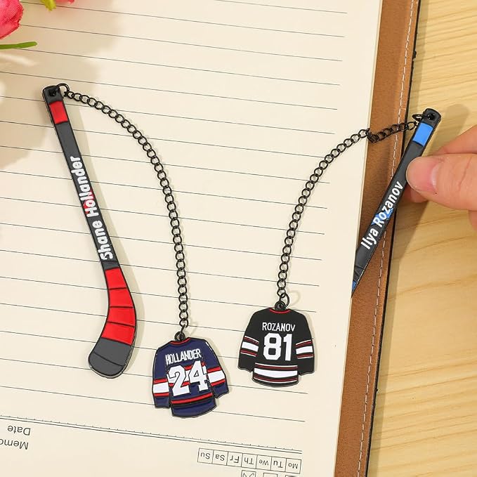 Heated Rivalry Inspired Ice Hockey Stick Bookmark, Hockey Rivals Ilya Rozanov 81 Shane Hollander 24 Metal Bookmarks Gifts Accessories for Fans Women Men Birthday Book Lovers (2pcs Ice Hockey Stick)