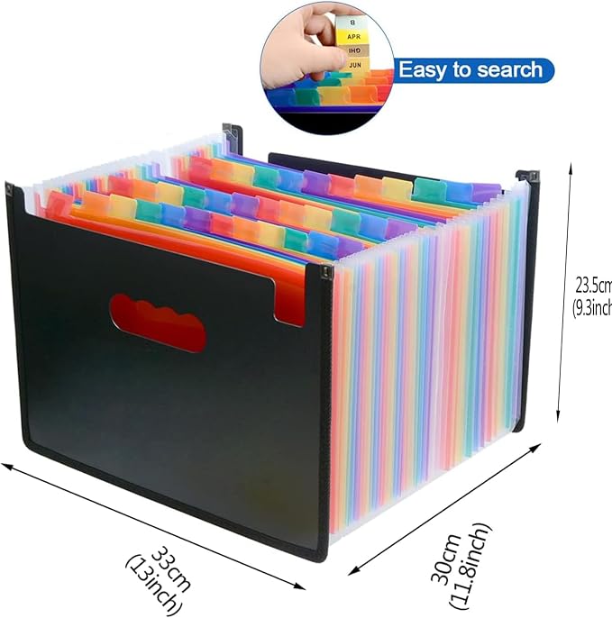 Expanding File Folder 36 Pockets, Large Capacity Multicolored Portable Accordion A4 Document Organizer – Works on Letter Size and A4 Size for Home/Office/Business/Study