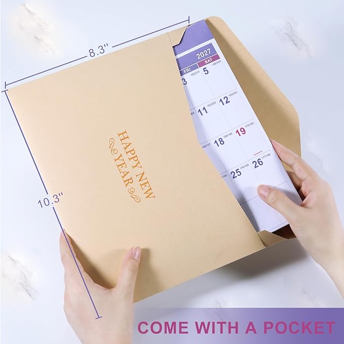 2026-2027 Yearly Wall Calendar - Calendar 2026-2027, July 2026 - June 2027, Large Wall Calendar 26-27, 34.8" x 22.8"(Open), Full Year Calendar Large, One Page Vertical with Round Stickers - Purple