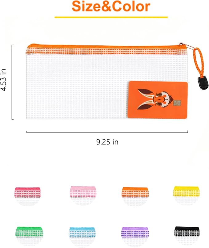 24 Pcs Lightweight Zipper Mesh Pouch Bags, Portable Clear Plastic A6 Storage Bags, Bulk Zipper Pouches for Home Office Travel Toiletries Cosmetics Organizer