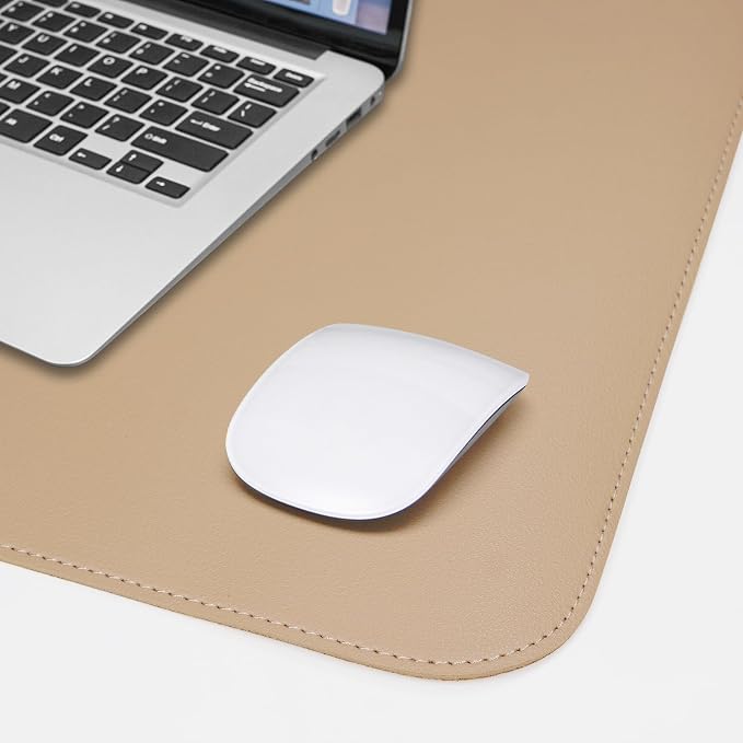 AFIING Cork Desk Mat 47" x 23.6", Dual-Sided Natural Cork & PU Leather Desk Pad, Non-Slip Waterproof Large Mouse Pad for Office, Home & Gaming (Dark Apricot)