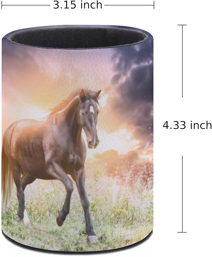 Horse Pen Holder Pencil Organizer Cute Pencil Cup Desk Decor Makeup Brush Holder PU Multifunctional Office Suppliesfor Home Classroom School