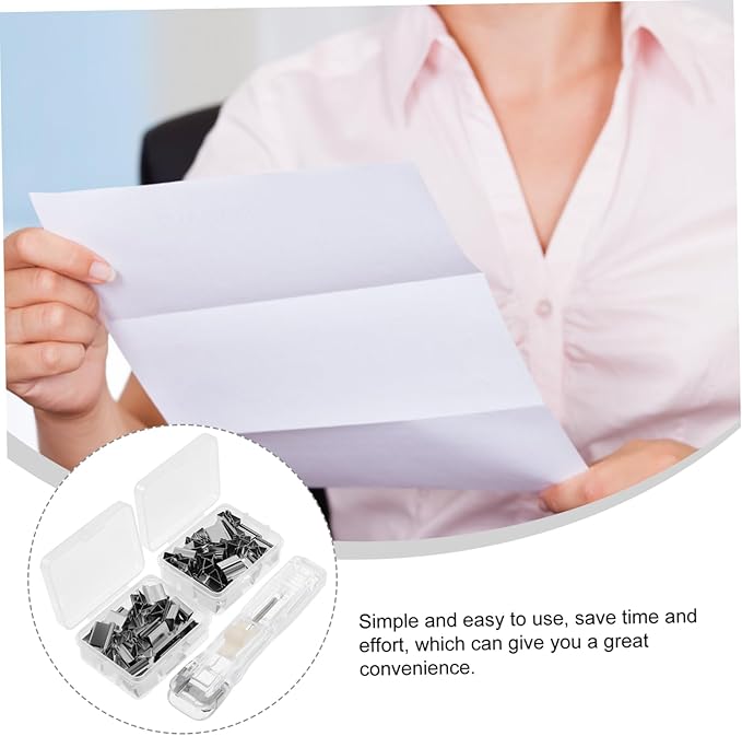 Operitacx 2sets Refillable Desk Stapler with Clip Dispensers Transparent Push Clip Paper Clipper Office Supplies for and Organization