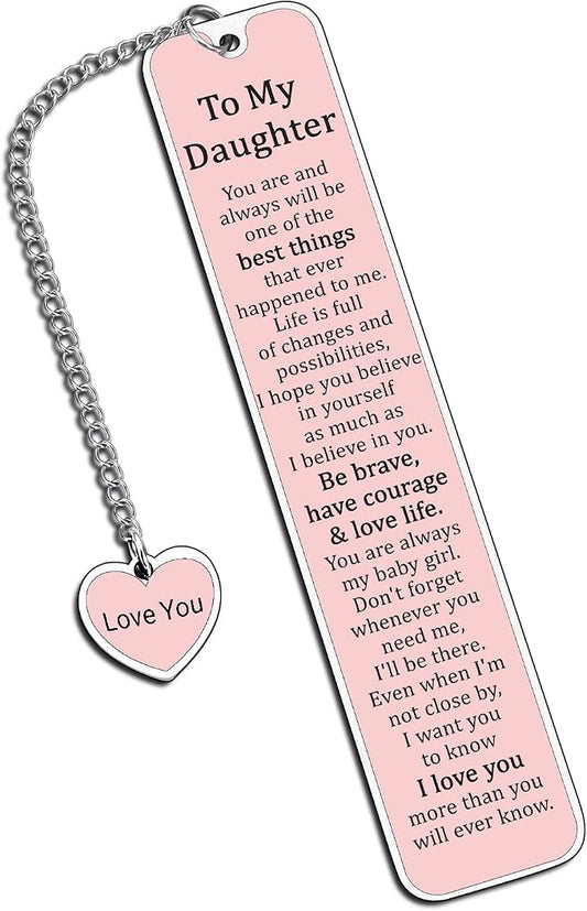 Daughter 5th 6th Graduation Gifts for Her to My Daughter Bookmark from Mom Dad 16th 18th Birthday Gift for Teen Girls Wedding Anniversary for Women Back to School Supplies