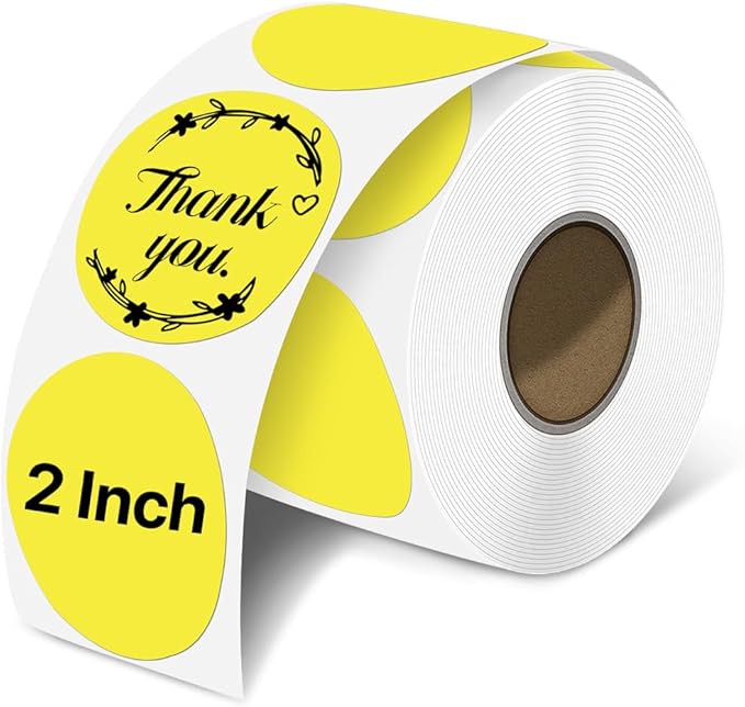 iEager 2 Inch Round Thermal Labels, Circle Thermal Printer Stickers, Durable Circular Label Printer Sticker for Business, Logo, Gift, 500 Labels/Roll, Yellow