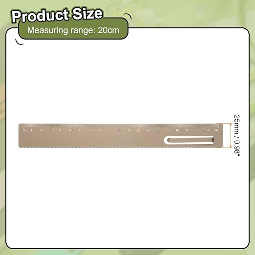 HARFINGTON Straight Ruler 20cm Metric Metal Aluminum Alloy Measuring Bookmark Clip Ruler Scale Tool for Measure Study Reading Classroom Office, Gold