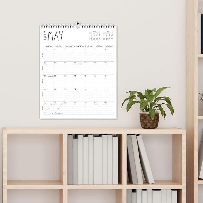 Guasslee Wall Calendar 2026-2027, 14"x11.5" Vertical Wall Calendar 2026, 13-Month Desk/Wall Calendar From 2026 Jun - 2027 Jun, Monthly Hanging Planner Spiral Bound For School Home Office Organizing