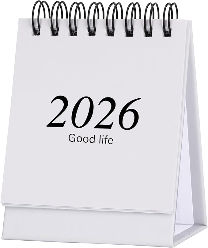 Mini Desk Calendar 2026-2027, January 2026 until July 2027, Small Desk Calendar Standing Flip Monthly Calendar Twin-Wire Binding with Stickers for Home Office School (White)