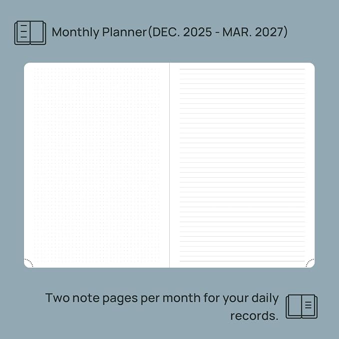 POPRUN Monthly Planner 2026-2027 (Large-8.25'' x 11.75''), 16 Months Calendar (Dec 2025-Mar 2027) Appointment Book with Stair Tabs, Inner Pockets, Pen Holder, PU Leather Softcover - Black