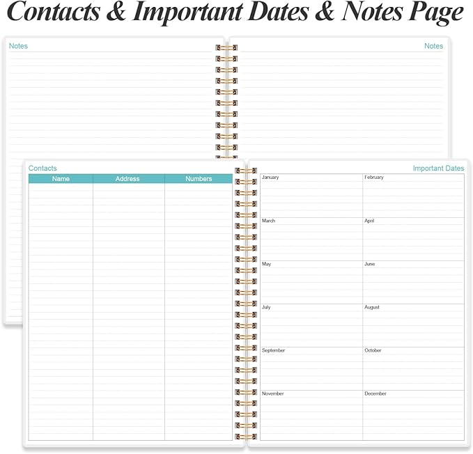 2026-2027 Planner - 18 Months Weekly & Monthly Planner from January 2026 - June 2027, Spiral Planners 2026-2027 with Elastic Closure, Inner Pocket, Medium 8.5" x 11", Teal Floral