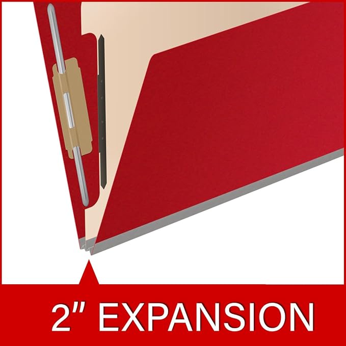 25 Pt. Pressboard Classification Folders, Full Cut End Tab, Letter Size, 1 Divider, Deep Red (Box of 10)