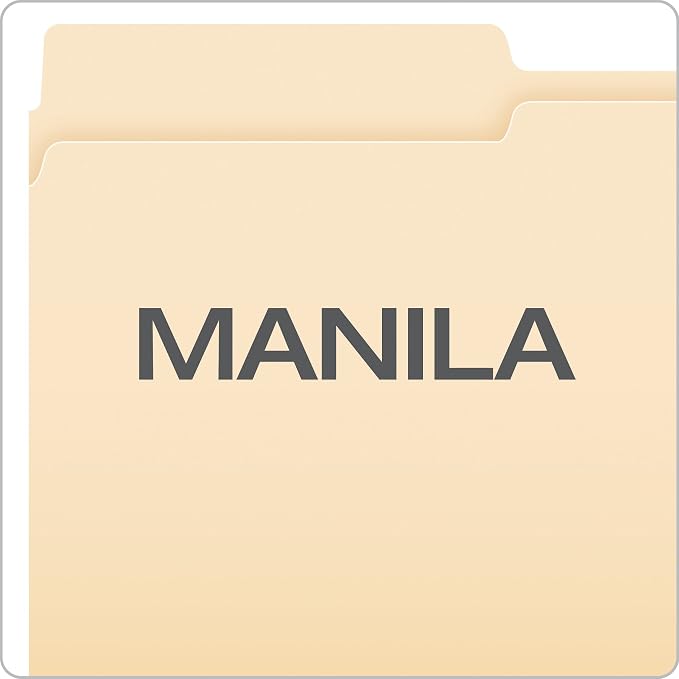 Pendaflex File Folders, Letter Size, Manila, 1/2 Cut, 100/BX (752 1/2), Letter (Pack of 5)
