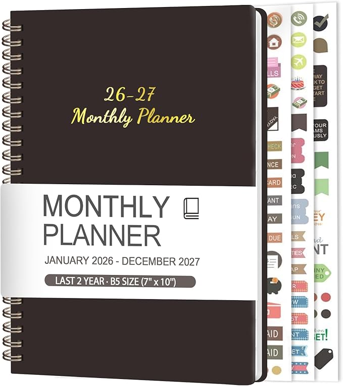 Monthly Planner 2026-2027, 2 Year Calendar 2026-2027 (Jan 2026 - Dec 2027), 7" x 10", 26-27 Monthly Calendar Planner, 24-Month Planning Book for Home School Office Supplies