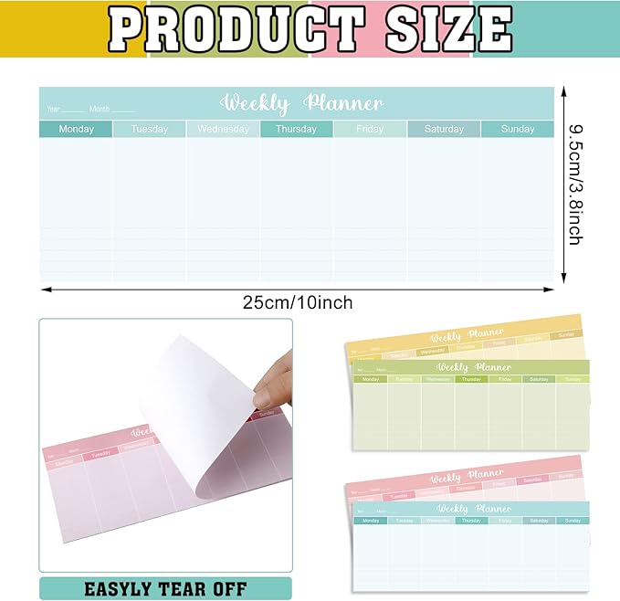 Geyee 120 Sheets Weekly Planner Notepad Tear off Weekly Calendar Pad to Do List Sticky Notepad Desk Schedule Planner for Student Habit Tracker Reminder Office School