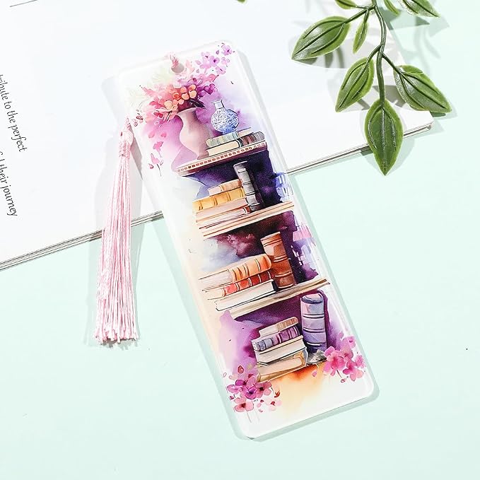 Colorful Art Flower Bookshelf Bookmark - Romantic Artsy Vibe Bookmarks, Perfect Reading Gift for Book Lovers, Bookworms and Friends (2pcs/Set B)