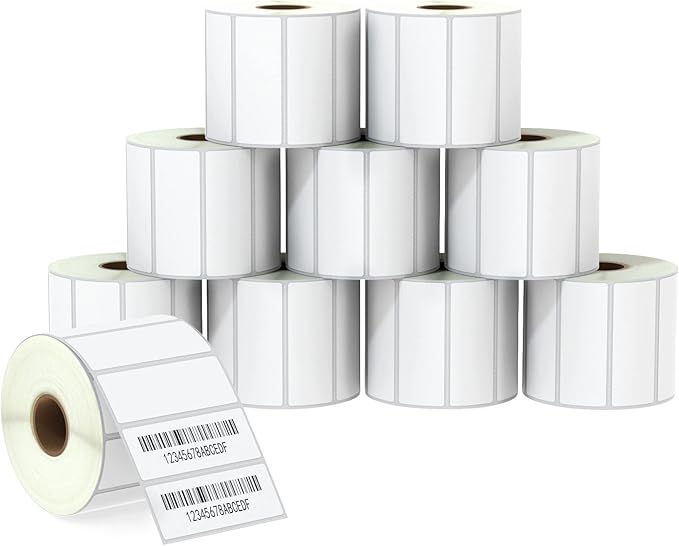BETCKEY - 2.625" x 1" (67 mm x 25 mm) File Folder & Address Labels Compatible with Zebra & Rollo Label Printer,Premium Adhesive & Perforated [10 Rolls, 20000 Labels]