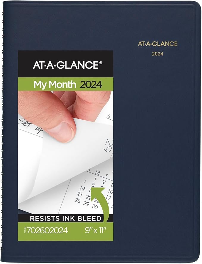 AT-A-GLANCE 2024 Monthly Planner, 9" x 11", Large, Navy (702602024)