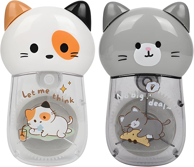 2Pcs Cute Cat White Correction Tape Kawaii Extra-Long Correction Tape – 98ft (30m) Each with Aesthetic Cute Cartoon Cat Applicator for Back To School Office Supplies