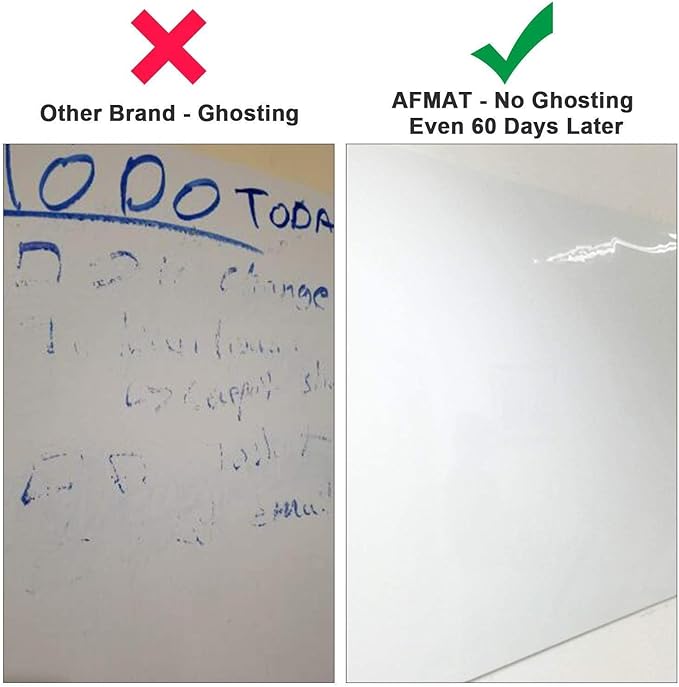 AFMAT White Board Sticker for Wall, 1.44x11ft Peel and Stick Whiteboard Wallpaper, Stain-Proof & Super Sticky Dry Erase Wall Decal, Dry Erase Contact Paper Roll Adhesive for Table/Door, 3 Markers WS11