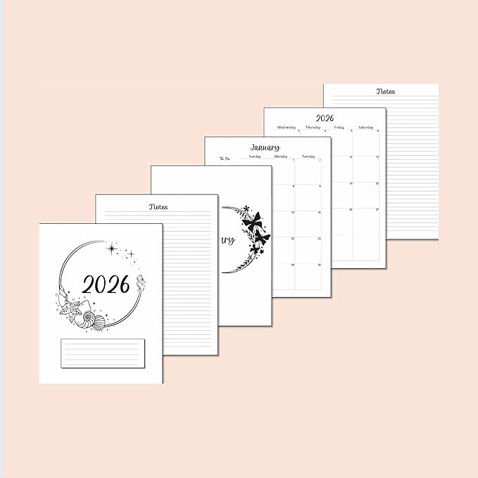 2026 Monthly Planner Calendar Refills for 7,8,9,11 Disc Mini, Classic, Skinny, Junior, Big size Discbound, Happy Planners, Loose-Leaf Inserts, 12 Month (8 Disc Junior, Ocean)