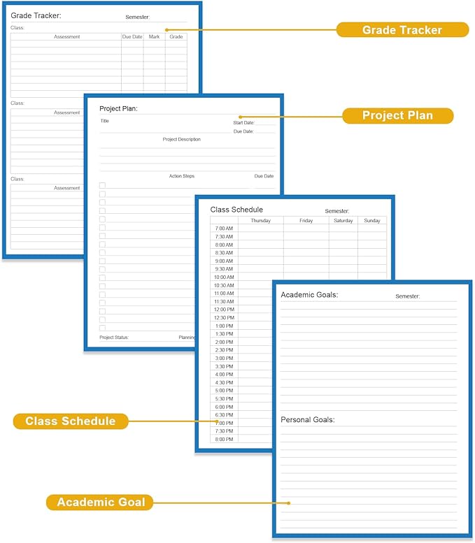 Academic Planner for 2026-2027 or Anytime – 8.5" x 11" Undated Weekly Student Planner For Homeschool, High School, College & Nursing Students, 200 Pages, Blue