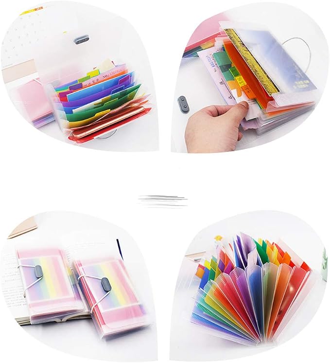 2 Pack Expanding File Folder,A6 Mini Accordion File Organizer,13 Pockets Rainbow Receipt Organizer Wellet for Monthly Bills,Cards,Check Coupons,Vouchers,Receipt Tax Item or Changes,Coupon Organizer