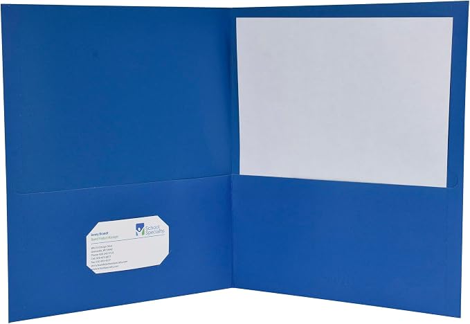 School Smart 2-Pocket Folders, Dark Blue, Pack of 25