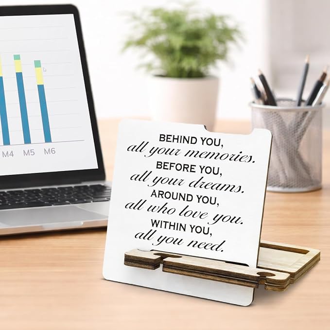 Inspirational Grad Gift for Son - Multi-functional Desk Organizer - Motivational Graduation Quote Wooden Sign for Desk Shelf Table Decor
