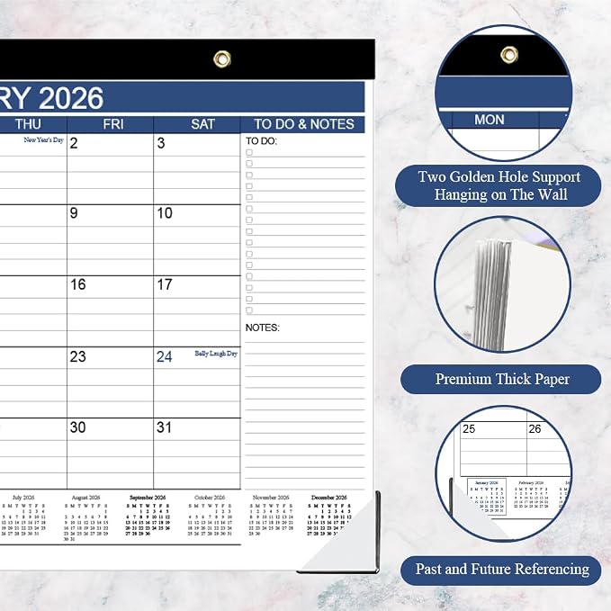 Desk Calendar 2026-2027, Runs Apr 2026 to Jun 2027, Desk-Calendar with to-do List, 140gsm Paper, 15 Monthly, 17" x 12" Calendar 2026-2027, Desk Calendars for School, Home or Office
