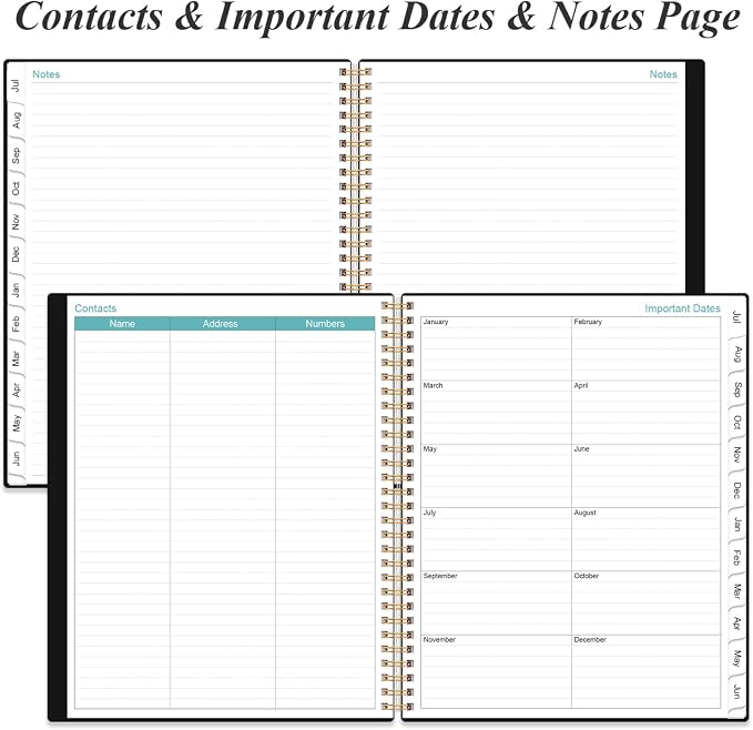 Planner 2026-2027 For Women & Men - Monthly and Weekly Calendar Planner from July 2026 - June 2027, Student Planning with 12 Tabs for Office School Supplies, Inner Pocket, 8.5" x 11", Black