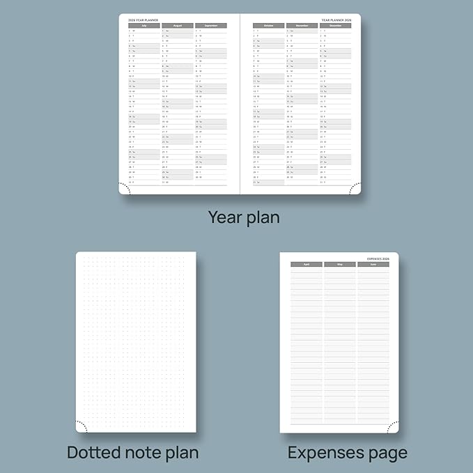 POPRUN 2026 Daily Planner One Page Per Day A5 Size Calendar (5.75" x 8.5") - 12 Months Hourly Appointment Book with Hardcover, Monthly Tabs, Pocket, Pen Holder - Light Pink