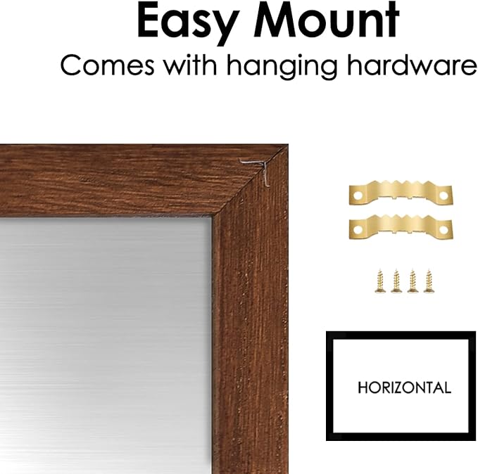 Dry Erase Monthly Calendar Whiteboard, Magnetic Whiteboard for Wall, Hanging Board for Office, Home School, Solid Pine Wood Walnut Brown Framed Message Board, 13"x 17"(YL-WB-3343-B)