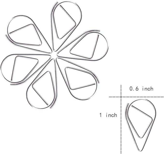 300 Pieces Silver Cute Paper Clips Smooth Stainless Steel Drop-Shaped Wire Small Paperclips for Office Supplies Wedding Women Girls Kids School Students Paper Document Organizing by VENCINK