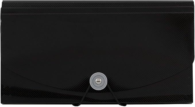 JAM PAPER Accordion Folders - 13 Pocket Plastic Expanding File - Check Size - 5 x 10 1/2 - Black - 2/Pack