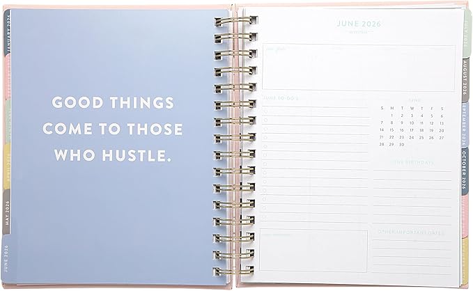 WORLD TRAVELER 2026 Planner Weekly and Monthly - 7'' x 8.75'' Hard Cover January December Spiral Daily Planner 2026 To Do List, Size 7X8.75, Pink Chasing