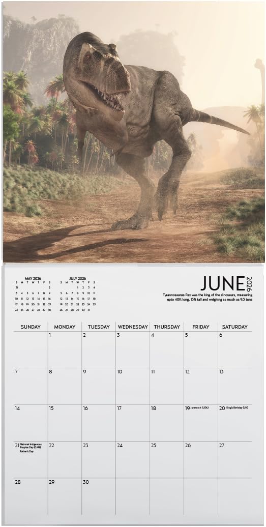 2026 Dinosaur Large Wall Calendar with Sticker Pack | Large 12" x 24" (Open) Wall Calendar 2026 | Gift for Dinosaur Lovers