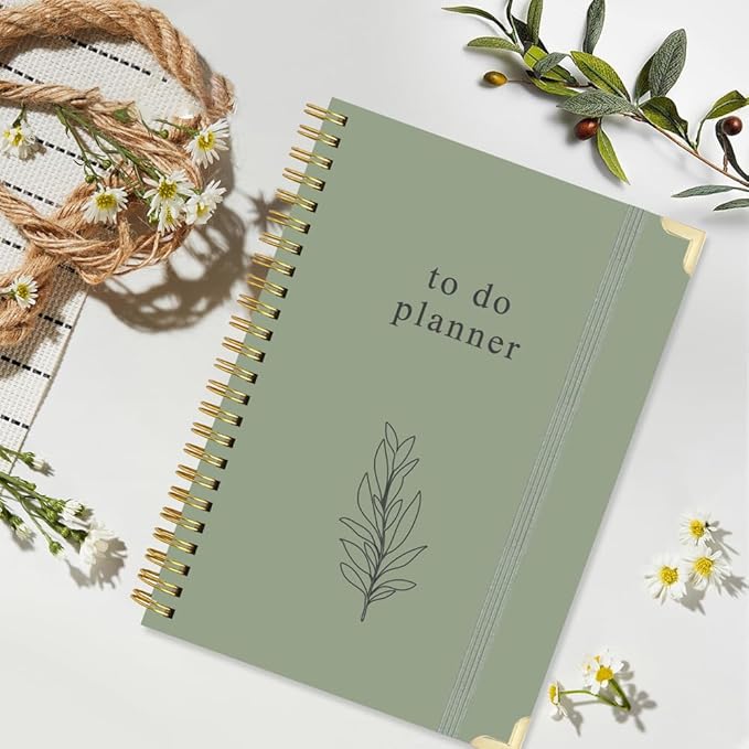 To Do List Notebook - Aesthetic Daily Planner to Easily Organize Your Tasks And Boost Productivity - Undated Planner for School or Office Supplies, 5.8" x 8.5", Green