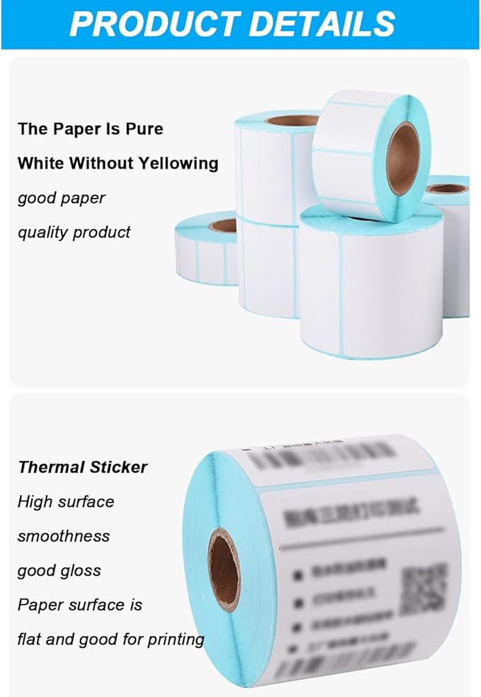 15 Roll Self Adhesive Label Sticker Address Labels, Width 40Mm Direct Thermal Label Stickers for Labelling Envelopes,40×50mm×500