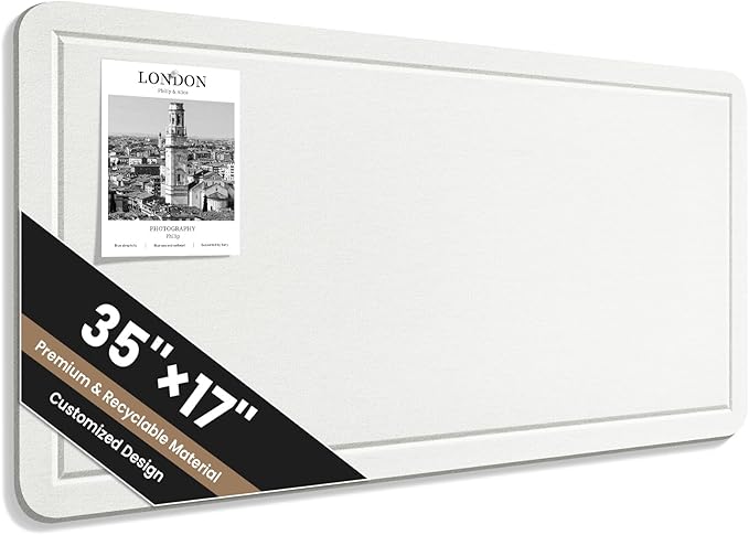 Large Bulletin Board, 35 X 17 Inches Felt Cork Board with 40 Pushpins, Foldable Felt Notice Pin Board Photo Display Board with Self-Adhesive Tape for Office Home School (White, 35x17 inch)