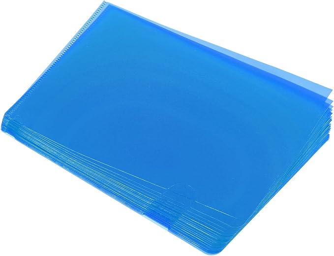 PATIKIL l Type Folders 24 Pack 8.9 x 6.3 Inches A5 Plastic Clear Document Folder File Jacket Sleeves Project Pockets, Blue