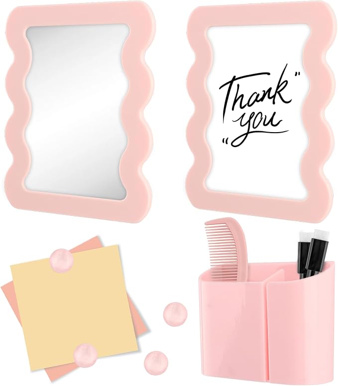 Locker Accessories Kit for Girls, Magnetic Locker Accessories with Mirror, Whiteboard, Pen Holder, Magnets & Dry Erase Markers for School, Office, Organizer Set